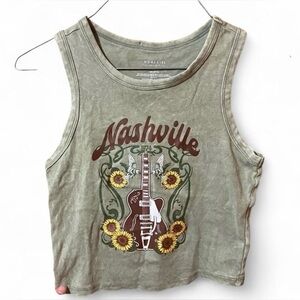 Nashville Sunflower Graphic Tank Top - Olive